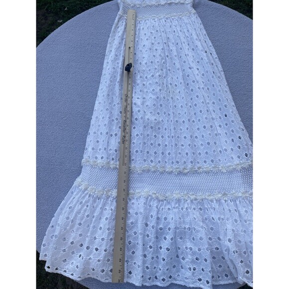 Anthropologie Leifnotes Eyelet Boho Maxi Dress Women's Size 2 White Cotton - Picture 6 of 13